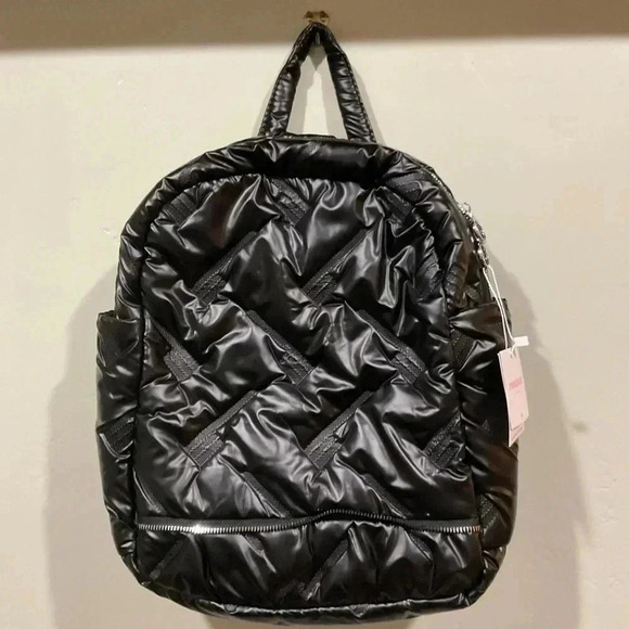 METALLIC PUFFER BACKPACK.MIDNIGHT BLACK. MADE BY ROZEBUD ACCESSORIES. BRAND NEW! - Picture 1 of 13